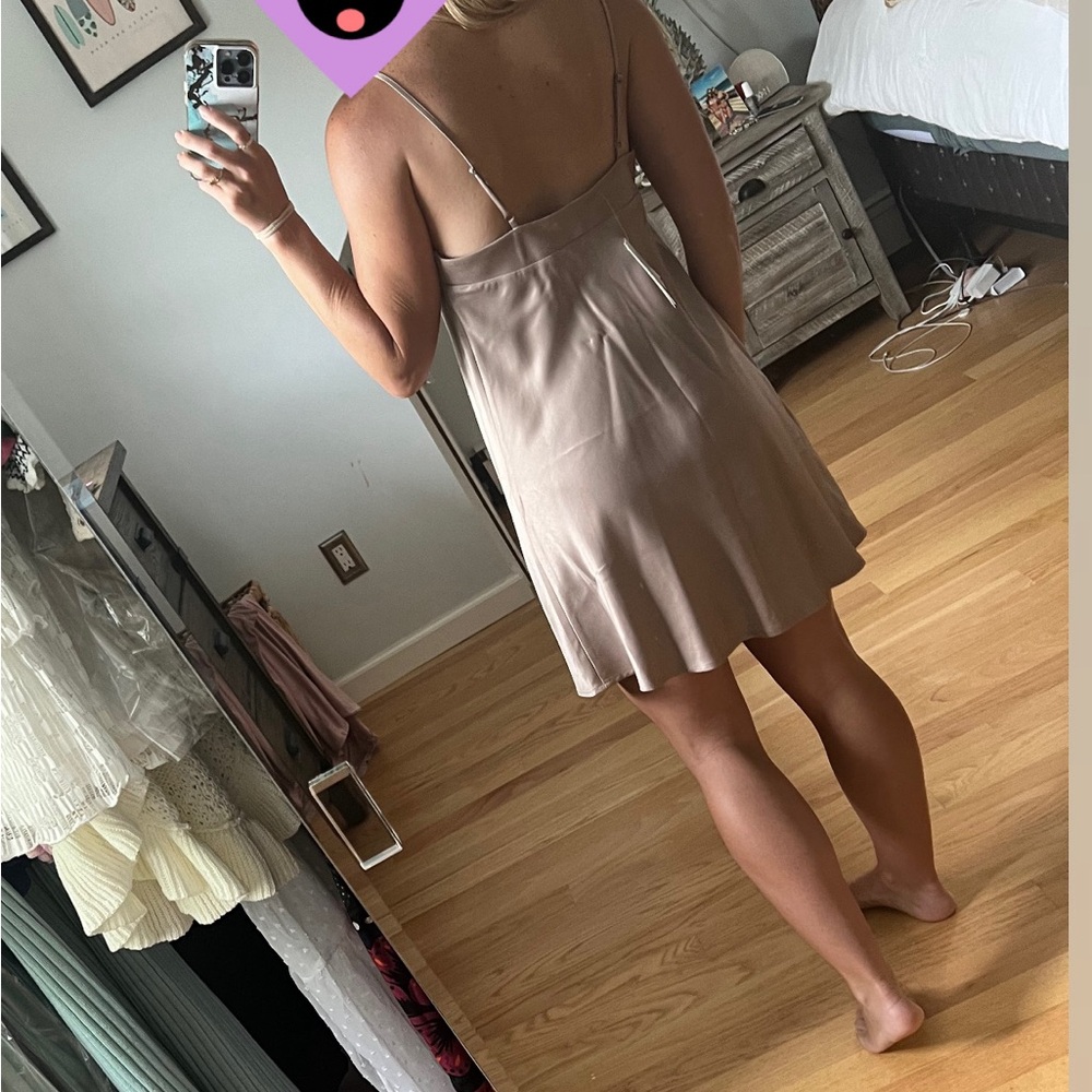 Abercrombie Women's 90s Satin Slip Mini Dress light brown